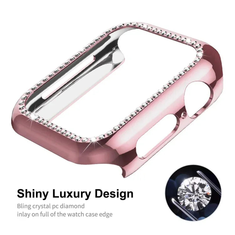 ENKAY Hat-Prince 電気めっきPCダイヤモンドウォッチケース + フルカバレッジ曲面PETスクリーンプロテクター フィルム Apple Watch Series 7 45mm用