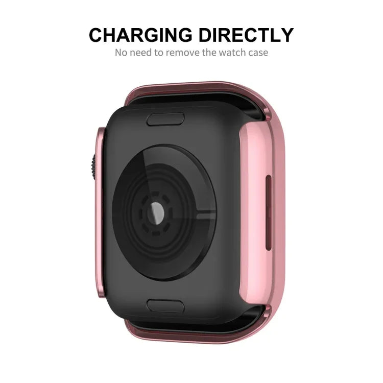 ENKAY Hat-Prince 電気めっきPCダイヤモンドウォッチケース + フルカバレッジ曲面PETスクリーンプロテクター フィルム Apple Watch Series 7 45mm用