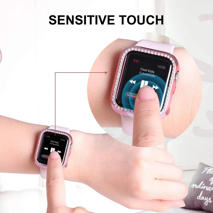 ENKAY Hat-Prince 電気めっきPCダイヤモンドウォッチケース + フルカバレッジ曲面PETスクリーンプロテクター フィルム Apple Watch Series 7 45mm用