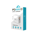 PD25W USB-C / Type-C + QC3.0 USB デュアルポート急速充電器、USプラグ、USプラグ