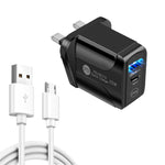 PD25W USB-C / Type-C + QC3.0 USBデュアルポート高速充電器 USB to Micro USBデータケーブル付き、UKプラグ、UKプラグ＋USB to Micro USBケーブル