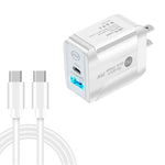 PD25W USB-C / Type-C + QC3.0 USBデュアルポート高速充電器 USB-C to USB-Cデータケーブル付き、USプラグ、USプラグ＋USB-C to USB-Cケーブル