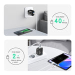 PD25W USB-C / Type-C + QC3.0 USBデュアルポート高速充電器 USB-C to USB-Cデータケーブル付き、EUプラグ、EUプラグ＋USB-C to USB-Cケーブル