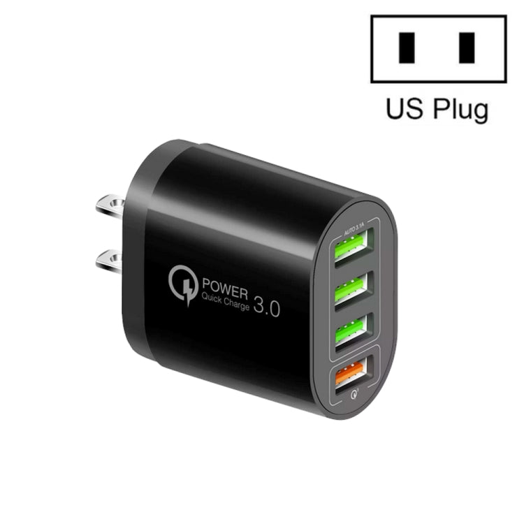 QC-04 QC3.0 + 3ポートUSB 2.0 マルチポート充電器 携帯電話・タブレット用、USプラグ、USプラグ