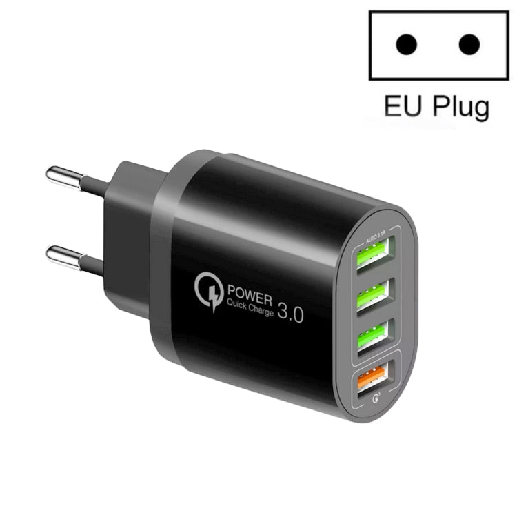 QC-04 QC3.0 + 3ポートUSB 2.0 マルチポート充電器 携帯電話・タブレット用、EUプラグ、EUプラグ
