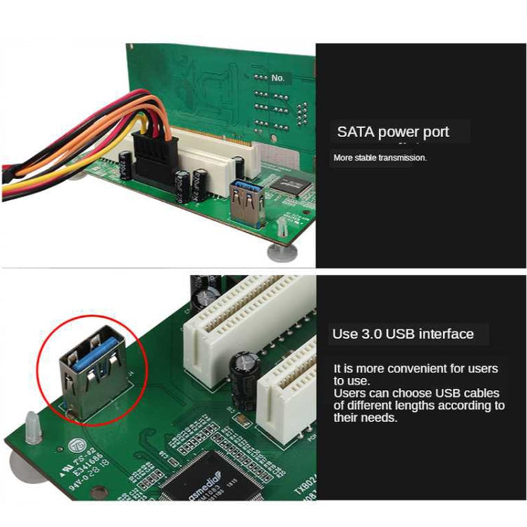 PCIe からデュアル PCI スロットアダプターカード USB 3.0 拡張カード