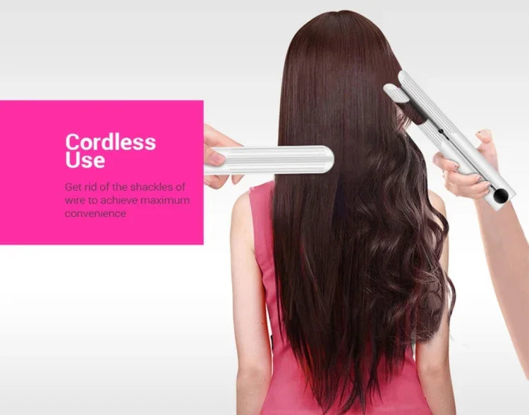 K-SKIN ポータブル充電式ヘアストレートナー カーラー セラミックアイロン スタイリングツール コードレス 温度調節可能 速熱