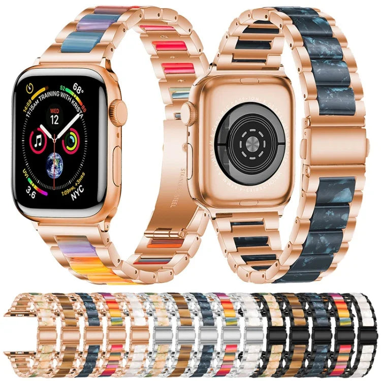 メタル＋レジン ウォッチバンド Apple Watchシリーズ用、7 41mm / 6&SE&5&4 40mm / 3&2&1 38mm、7 45mm / 6&SE&5&4 44mm / 3&2&1 42mm
