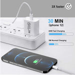 AU-20W PD USB-C / Type-C トラベル充電器 USB-C to 8ピンデータケーブル付き、AUプラグ、AUプラグ + 1m 8ピンPDケーブル、AUプラグ + 2m 8ピンPDケーブル