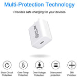 AU-20W PD USB-C / Type-C トラベルチャージャー Type-C to Type-C データケーブル付き、AUプラグ、AUプラグ + 1m PDケーブル、AUプラグ + 2m PDケーブル