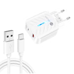 PD03 20W PD3.0 + QC3.0 USBチャージャー USB to Type-Cデータケーブル付き、EUプラグ、EUプラグ、EUプラグ + USB to Type-Cケーブル