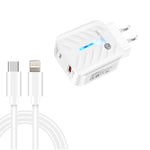 PD03 20W PD3.0 + QC3.0 USB 充電器 Type-C to 8ピンデータケーブル付き、USプラグ、USプラグ + Type-C to 8ピンケーブル