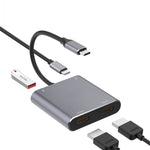 4 イン 1 タイプC からデュアル HDMI + USB + タイプC HUB アダプター