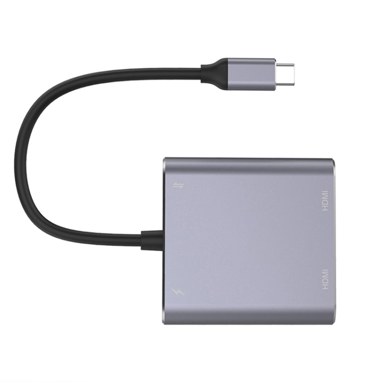 4 イン 1 タイプC からデュアル HDMI + USB + タイプC HUB アダプター