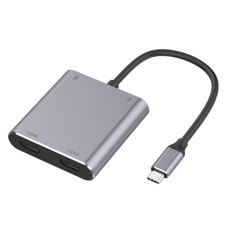 4 イン 1 タイプC からデュアル HDMI + USB + タイプC HUB アダプター