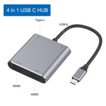 4 イン 1 タイプC からデュアル HDMI + USB + タイプC HUB アダプター