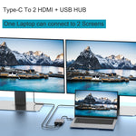 4 イン 1 タイプC からデュアル HDMI + USB + タイプC HUB アダプター