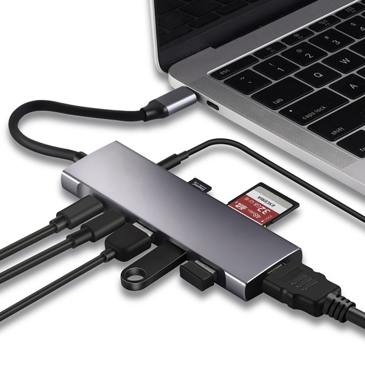 9 イン 1 USB タイプC から HDMI+USB3.0x3+タイプC+PD+SD/TF+オーディオ HUB アダプター、HDMI+USB3.0x3+タイプC+PD+SD/TF+オーディオ からタイプC
