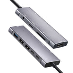 9 イン 1 USB タイプC から HDMI+USB3.0x3+タイプC+PD+SD/TF+オーディオ HUB アダプター、HDMI+USB3.0x3+タイプC+PD+SD/TF+オーディオ からタイプC