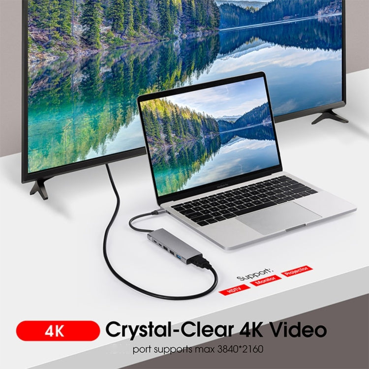 9 イン 1 USB タイプC から HDMI+USB3.0x3+タイプC+PD+SD/TF+オーディオ HUB アダプター、HDMI+USB3.0x3+タイプC+PD+SD/TF+オーディオ からタイプC
