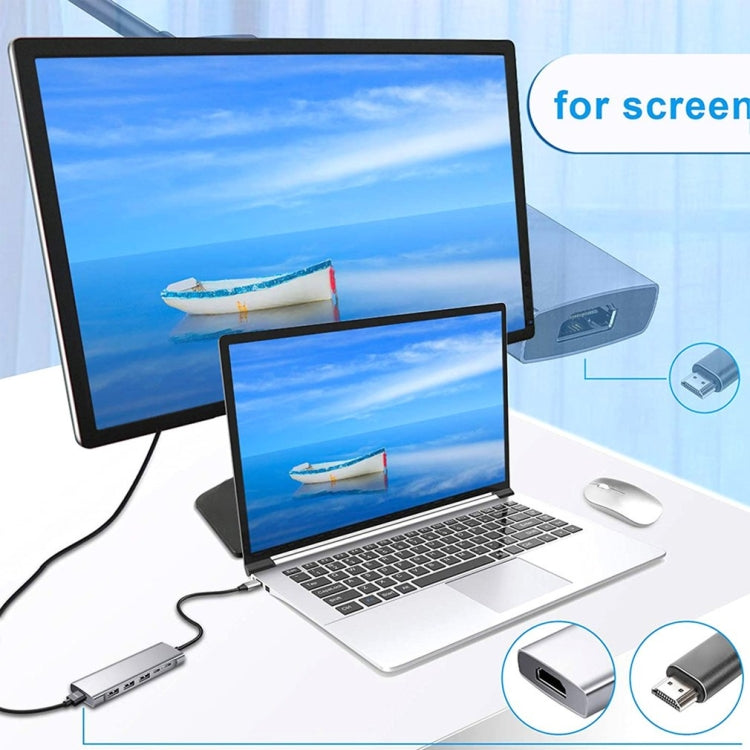 9 イン 1 USB タイプC から HDMI+USB3.0x3+タイプC+PD+SD/TF+オーディオ HUB アダプター、HDMI+USB3.0x3+タイプC+PD+SD/TF+オーディオ からタイプC