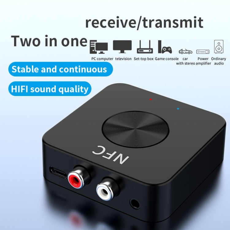BT-21 NFC Bluetooth 5.0 レシーバー＆トランスミッター RCA 3.5mm AUXオーディオアダプター, BT-21