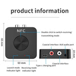 BT-21 NFC Bluetooth 5.0 レシーバー＆トランスミッター RCA 3.5mm AUXオーディオアダプター, BT-21