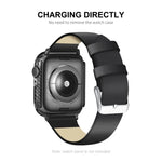 ENKAY カーボンファイバーPCケース + フルカバレッジPETスクリーンプロテクター、Apple Watch Series 9 / 8 / 7 41mm用、Apple Watch Series 9 / 8 / 7 45mm用