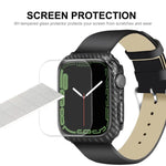 ENKAY カーボンファイバーPCケース + フルカバレッジPETスクリーンプロテクター、Apple Watch Series 9 / 8 / 7 41mm用、Apple Watch Series 9 / 8 / 7 45mm用