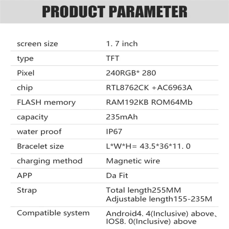 Y22 1.7インチ IP67 カラー画面スマートウォッチ