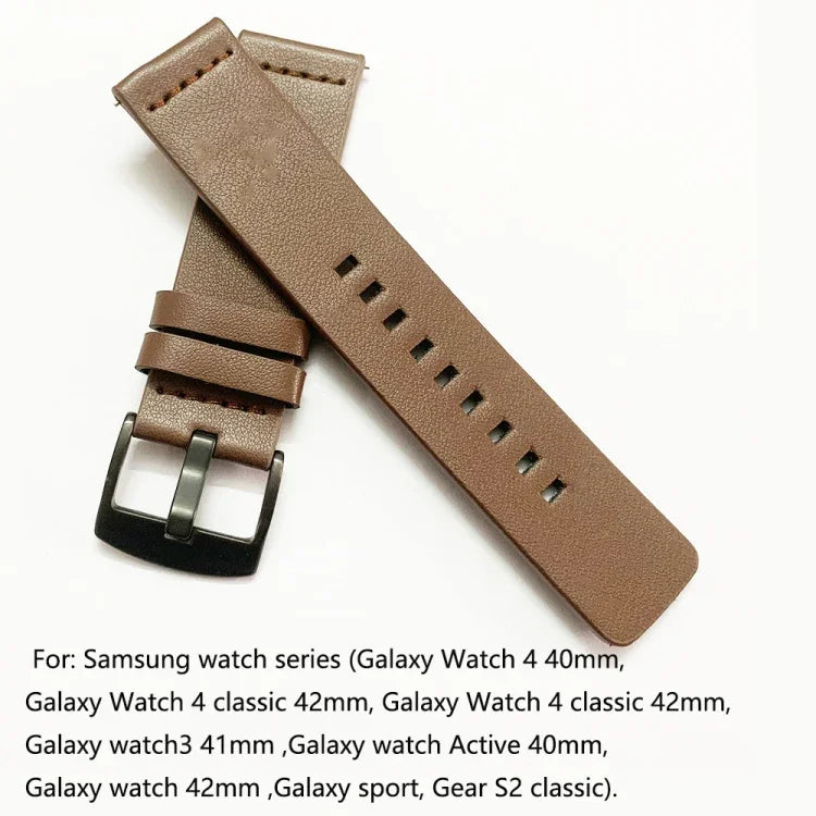 レザーウォッチストラップ、Samsung Galaxy Watch 4 44mm用、Samsung Galaxy Watch 4 40mm用、Samsung Galaxy Watch 4 Classic 46mm用、Samsung Galaxy Watch 4 Classic 42mm用、Samsung Galaxy Watch Active 2 40mm用、Samsung Galaxy Watch Active 2 44mm用