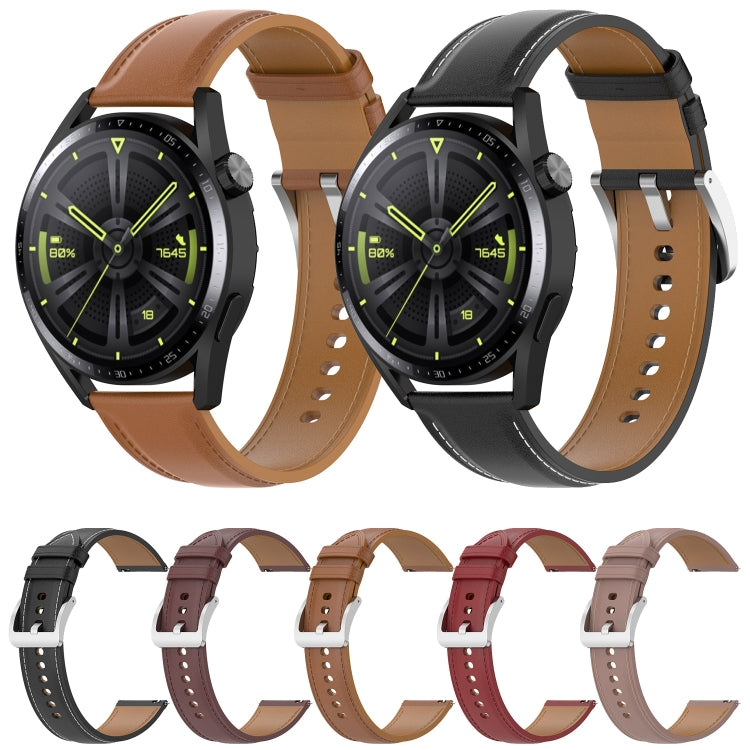 カーフテクスチャー縫い糸ウォッチバンド Samsung Galaxy Watch 3 45mm用 Samsung Galaxy Watch 46mm用 Samsung Galaxy Gear S3 Classic / Gear S3 Frontier用