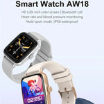 AW18 1.69インチ カラー画面スマートウォッチ、Bluetooth通話／心拍数モニタリング対応