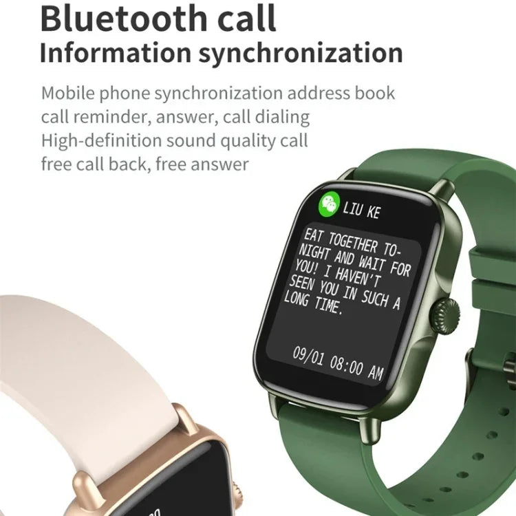 AW18 1.69インチ カラー画面スマートウォッチ、Bluetooth通話／心拍数モニタリング対応