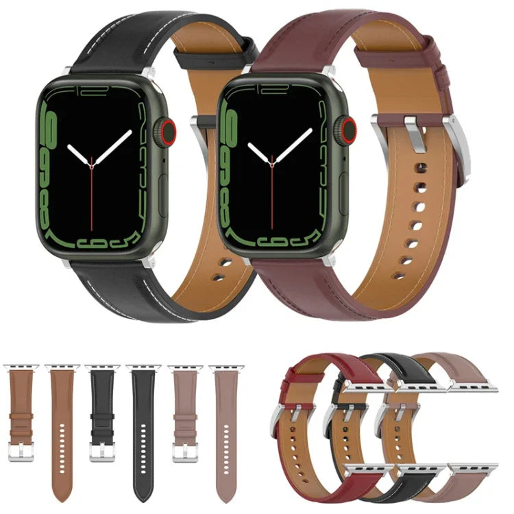 トップレイヤー 牛革 縫製 ウォッチストラップ Apple Watchシリーズ用、7 41mm / 6&SE&5&4 40mm / 3&2&1 38mm 20mm、7 45mm / 6&SE&5&4 44mm / 3&2&1 42mm 22mm、7 41mm / 6&SE&5&4 40mm / 3&2&1 38mm 22mm、7 45mm / 6&SE&5&4 44mm / 3&2&1 42mm 20mm
