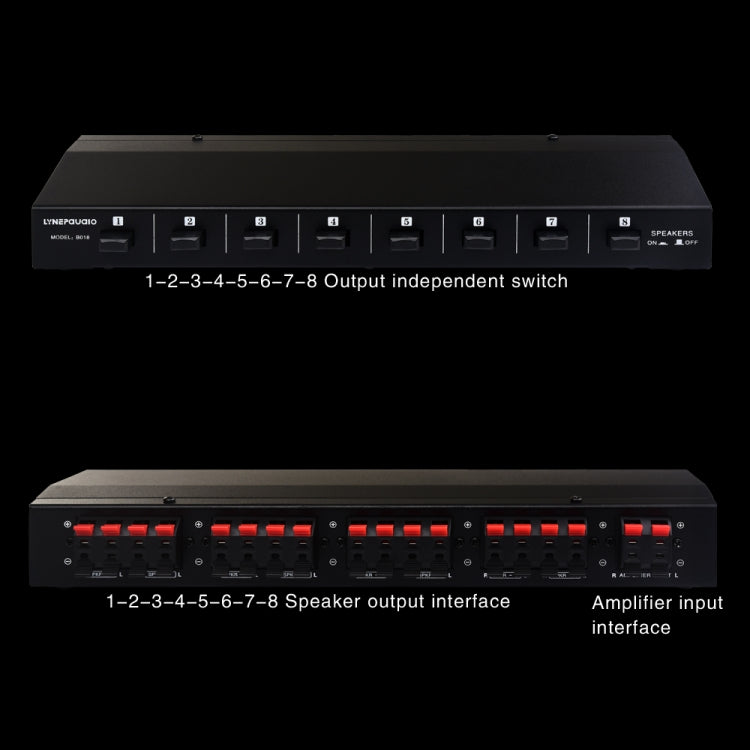 100W 1入力8出力パワーアンプボックス 分配スイッチャー スピーカー用