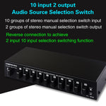 B059 10入力2出力 / 2入力10出力 2ウェイRCAスイッチ オーディオ周波数信号選択切替装置 スピーカーボックス, B059