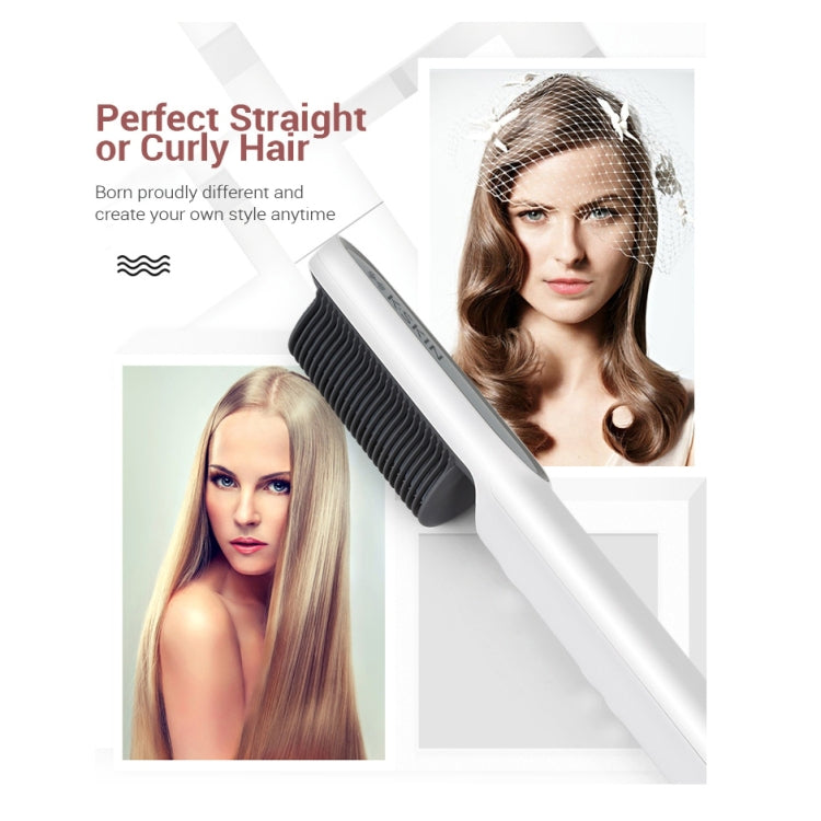 K-SKIN KD380 ヘアストレートナー 電気ストレートヘアカーラー コームブラシ PTC加熱 セラミックストレートヘアブラシ、UKプラグ、ブラック、UKプラグ、ホワイト、EUプラグ、ブラック、EUプラグ、ホワイト