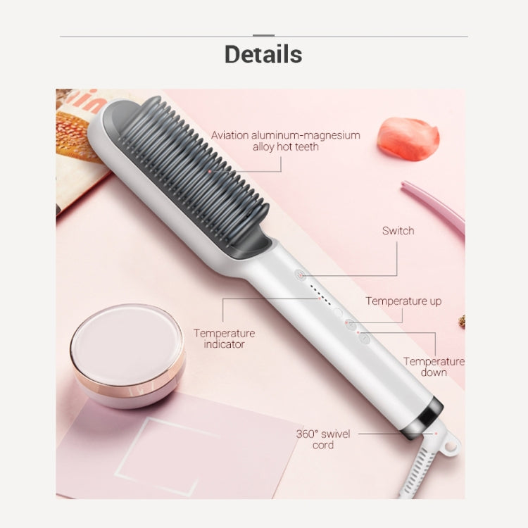K-SKIN KD380 ヘアストレートナー 電気ストレートヘアカーラー コームブラシ PTC加熱 セラミックストレートヘアブラシ、UKプラグ、ブラック、UKプラグ、ホワイト、EUプラグ、ブラック、EUプラグ、ホワイト
