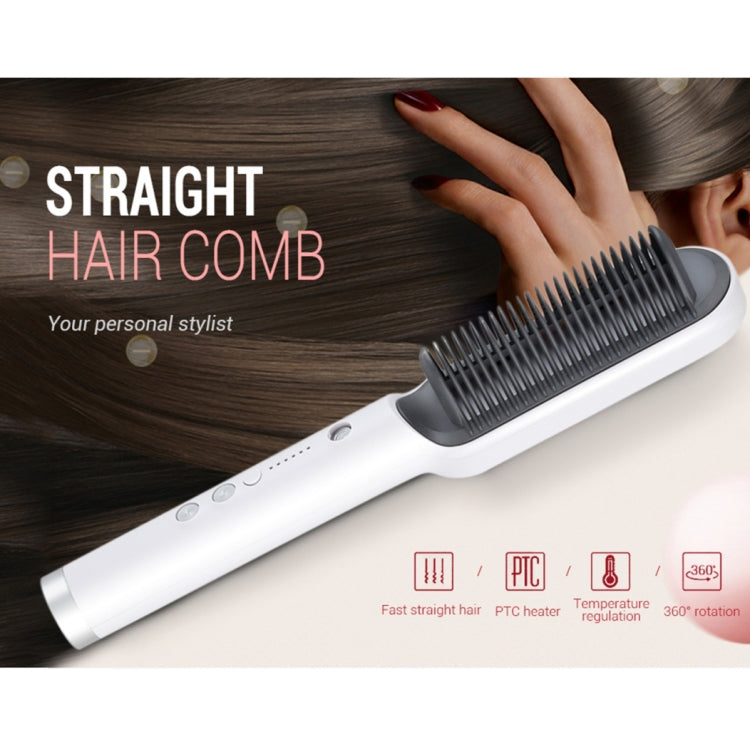 K-SKIN KD380 ヘアストレートナー 電気ストレートヘアカーラー コームブラシ PTC加熱 セラミックストレートヘアブラシ、UKプラグ、ブラック、UKプラグ、ホワイト、EUプラグ、ブラック、EUプラグ、ホワイト