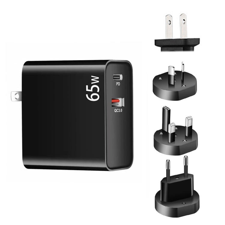 PD-65W USB-C / Type-C + QC3.0 USB ノートパソコン充電アダプター、AUプラグ / USプラグ / EUプラグ / UKプラグ、AUプラグ / USプラグ / EUプラグ / UKプラグ