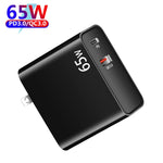 PD-65W USB-C / Type-C + QC3.0 USB ノートパソコン充電アダプター、UKプラグ / USプラグ、UKプラグ / USプラグ