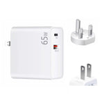PD-65W USB-C / Type-C + QC3.0 USB ノートパソコン充電アダプター、UKプラグ / USプラグ、UKプラグ / USプラグ