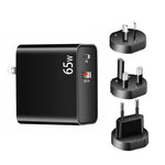 PD-65W USB-C / Type-C + QC3.0 USB ノートパソコン充電アダプター + 2m USB-C / Type-C to USB-C / Type-C データケーブルセット、EUプラグ / AUプラグ / USプラグ / UKプラグ、USB-C / Type-C ケーブル、EUプラグ / AUプラグ / USプラグ / UKプラグ
