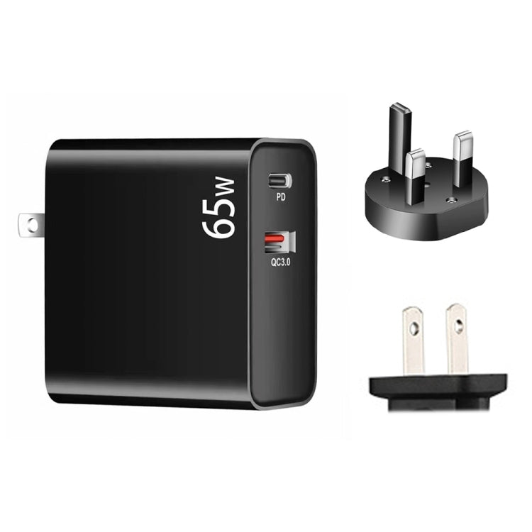 PD-65W USB-C / Type-C + QC3.0 USB ラップトップ充電アダプター + 1.8m USB-C / Type-C to MagSafe 2 / T型データケーブル, UKプラグ / USプラグ, MagSafe 2 / Tケーブル, UKプラグ / USプラグ
