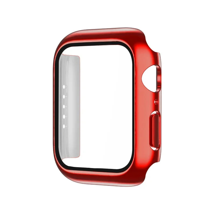 電気めっき モノクロ PC＋強化フィルム ウォッチケース、Apple Watchシリーズ 9 / 8 / 7 45mm用、Apple Watchシリーズ 8 / 7 45mm用、Apple Watchシリーズ 6/5/4/SE 44mm用、Apple Watchシリーズ 3/2/1 42mm用、Apple Watchシリーズ 9 / 8 / 7 41mm用