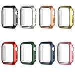 電気めっき モノクロ PC＋強化フィルム ウォッチケース、Apple Watchシリーズ 9 / 8 / 7 45mm用、Apple Watchシリーズ 8 / 7 45mm用、Apple Watchシリーズ 6/5/4/SE 44mm用、Apple Watchシリーズ 3/2/1 42mm用、Apple Watchシリーズ 9 / 8 / 7 41mm用