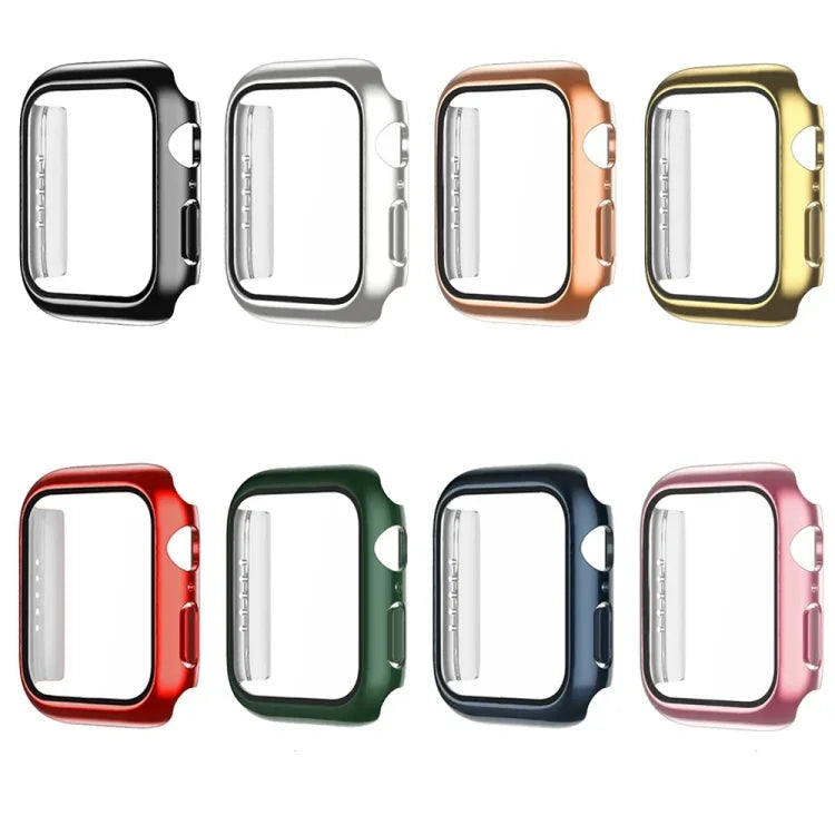 電気めっき モノクロ PC＋強化フィルム ウォッチケース、Apple Watchシリーズ 9 / 8 / 7 45mm用、Apple Watchシリーズ 8 / 7 45mm用、Apple Watchシリーズ 6/5/4/SE 44mm用、Apple Watchシリーズ 3/2/1 42mm用、Apple Watchシリーズ 9 / 8 / 7 41mm用