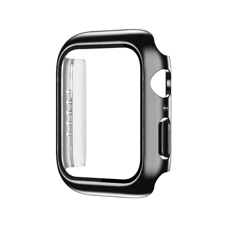 電気めっき モノクロ PC＋強化フィルム ウォッチケース、Apple Watchシリーズ 9 / 8 / 7 45mm用、Apple Watchシリーズ 8 / 7 45mm用、Apple Watchシリーズ 6/5/4/SE 44mm用、Apple Watchシリーズ 3/2/1 42mm用、Apple Watchシリーズ 9 / 8 / 7 41mm用