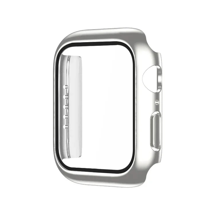 電気めっき モノクロ PC＋強化フィルム ウォッチケース、Apple Watchシリーズ 9 / 8 / 7 45mm用、Apple Watchシリーズ 8 / 7 45mm用、Apple Watchシリーズ 6/5/4/SE 44mm用、Apple Watchシリーズ 3/2/1 42mm用、Apple Watchシリーズ 9 / 8 / 7 41mm用